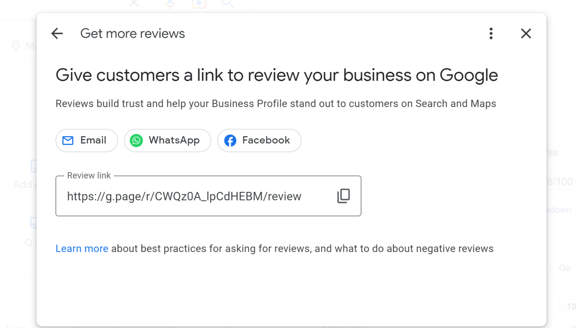 ask for a review google business profile