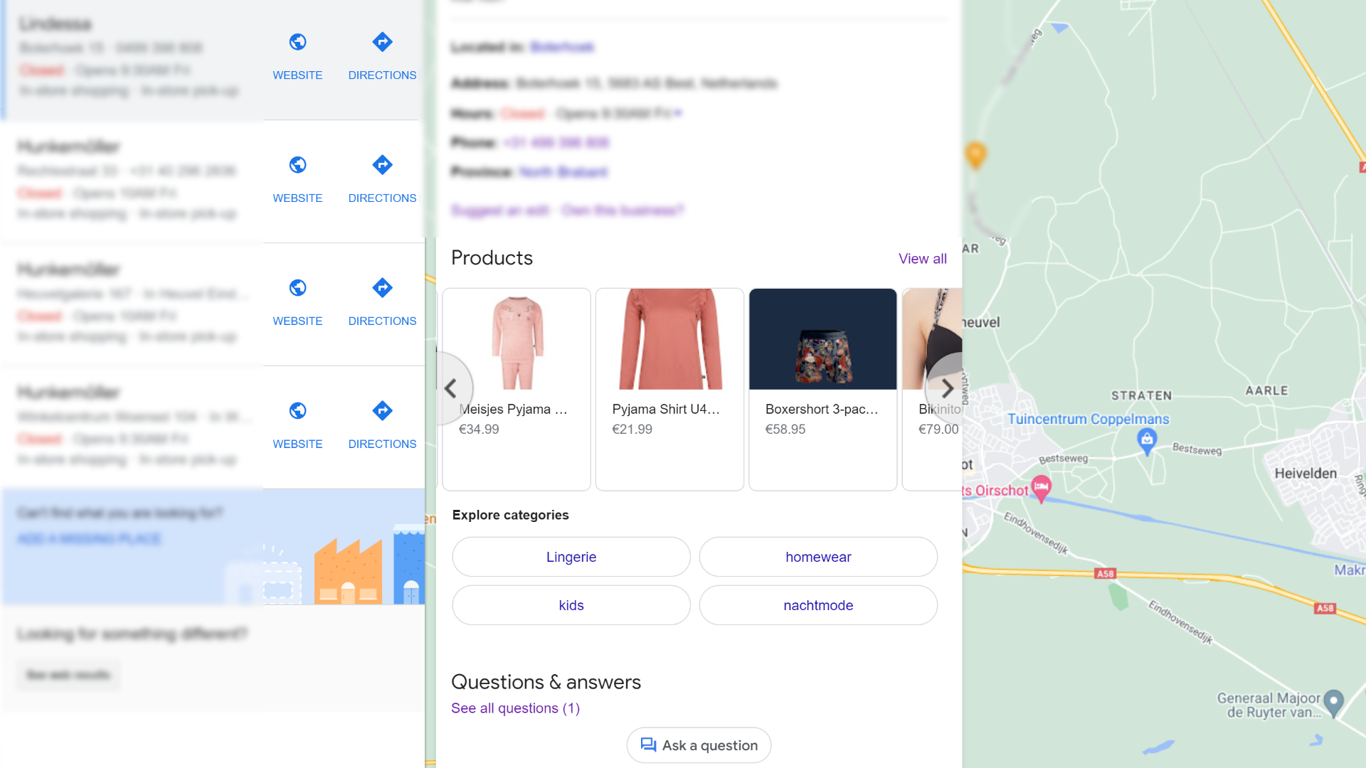 products on google business profile