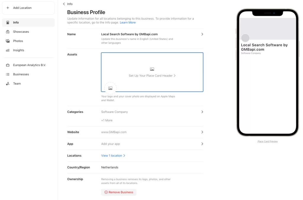 Apple Business Connect Account