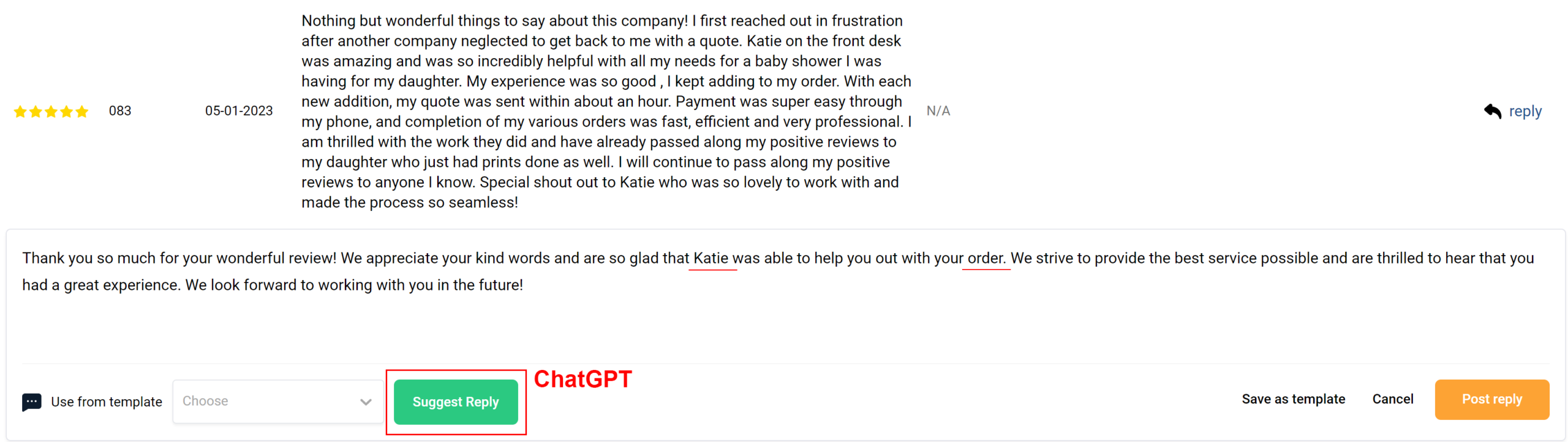 chatgpt reply to reviews
