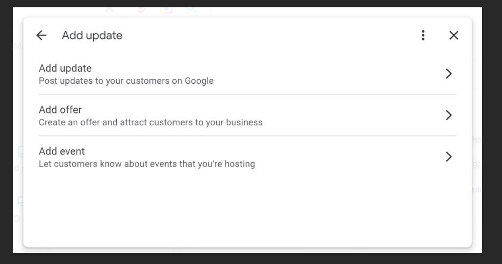 types of google business profile posts