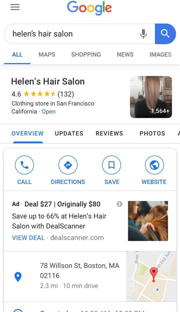 Online-conversion Local Ads on Place Pages - Search