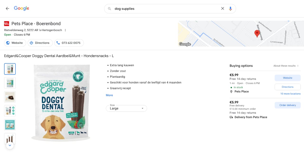Google shopping product page