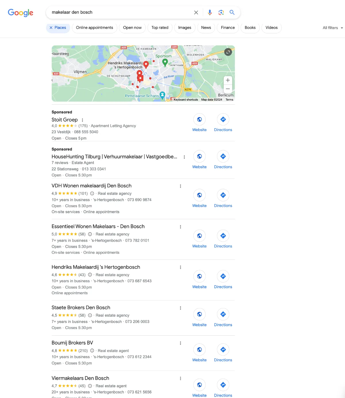 Google SERP Experimentation - Missing Local Pack Elements