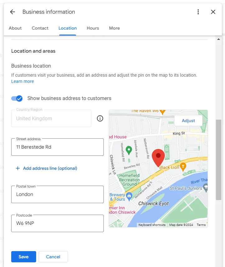 Change Business Address on Google - Save Location