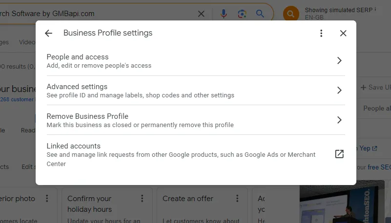 Google Business Profile - Business Profile Settings