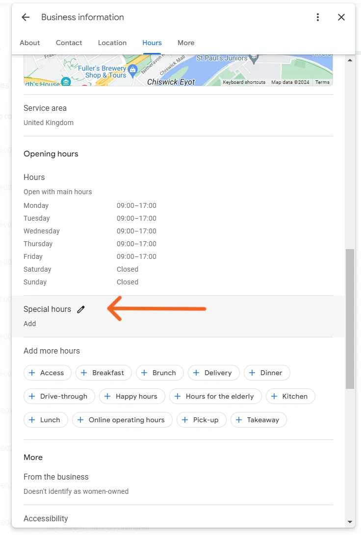 Google Business Profile - Update Special hours