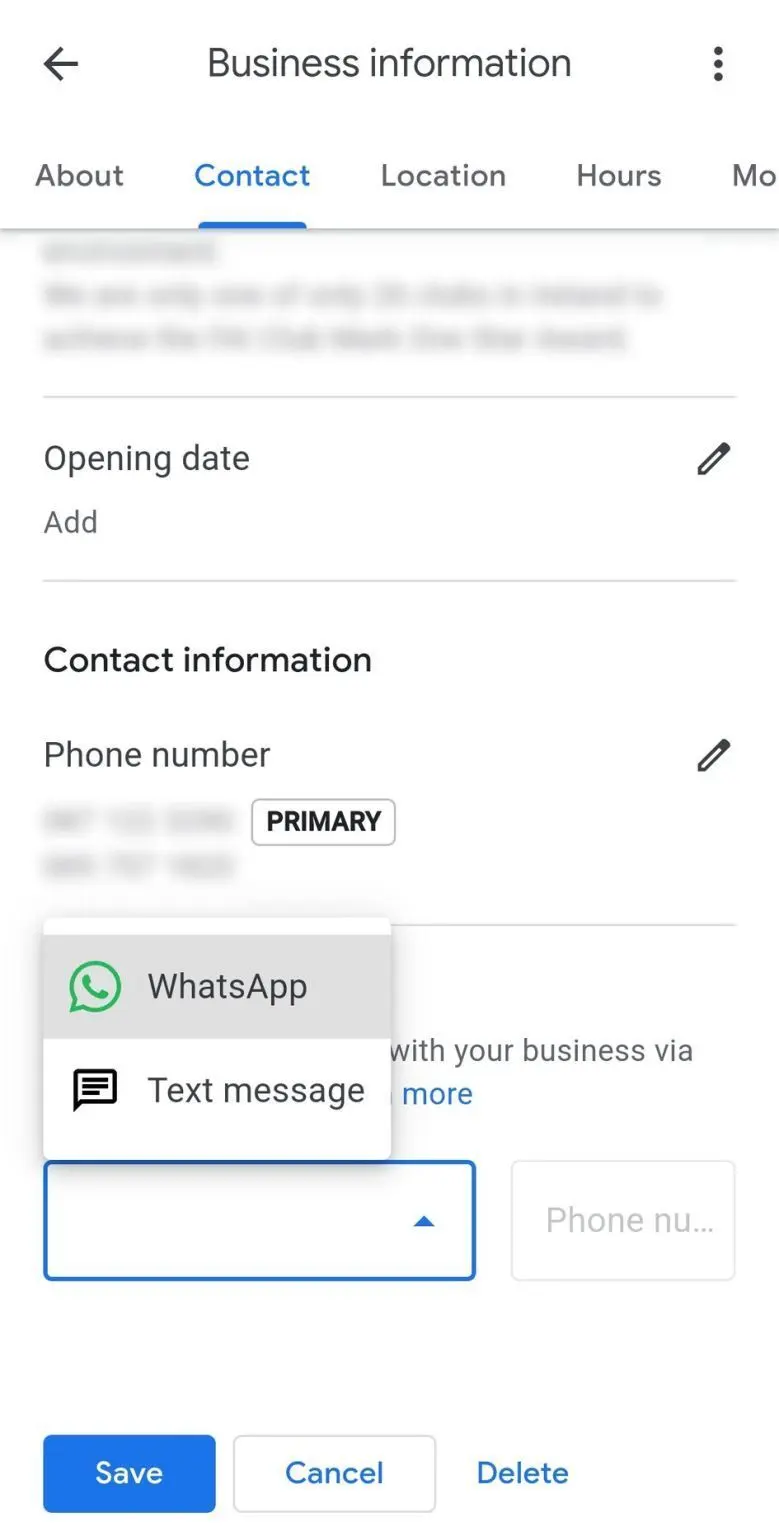 Ενσωμάτωση WhatsApp GBP