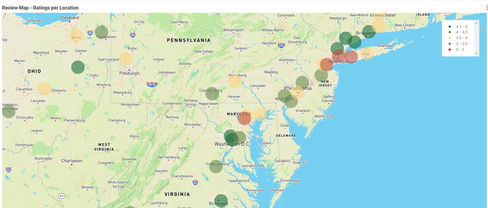 GMBapi Dashboard - Review Map by Locations