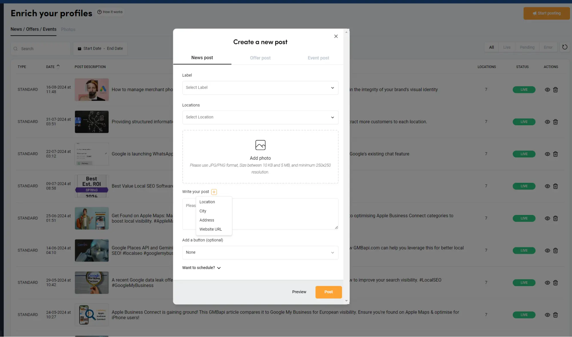 GMBapi Customise Bulk Posts with Dynamic Parameters