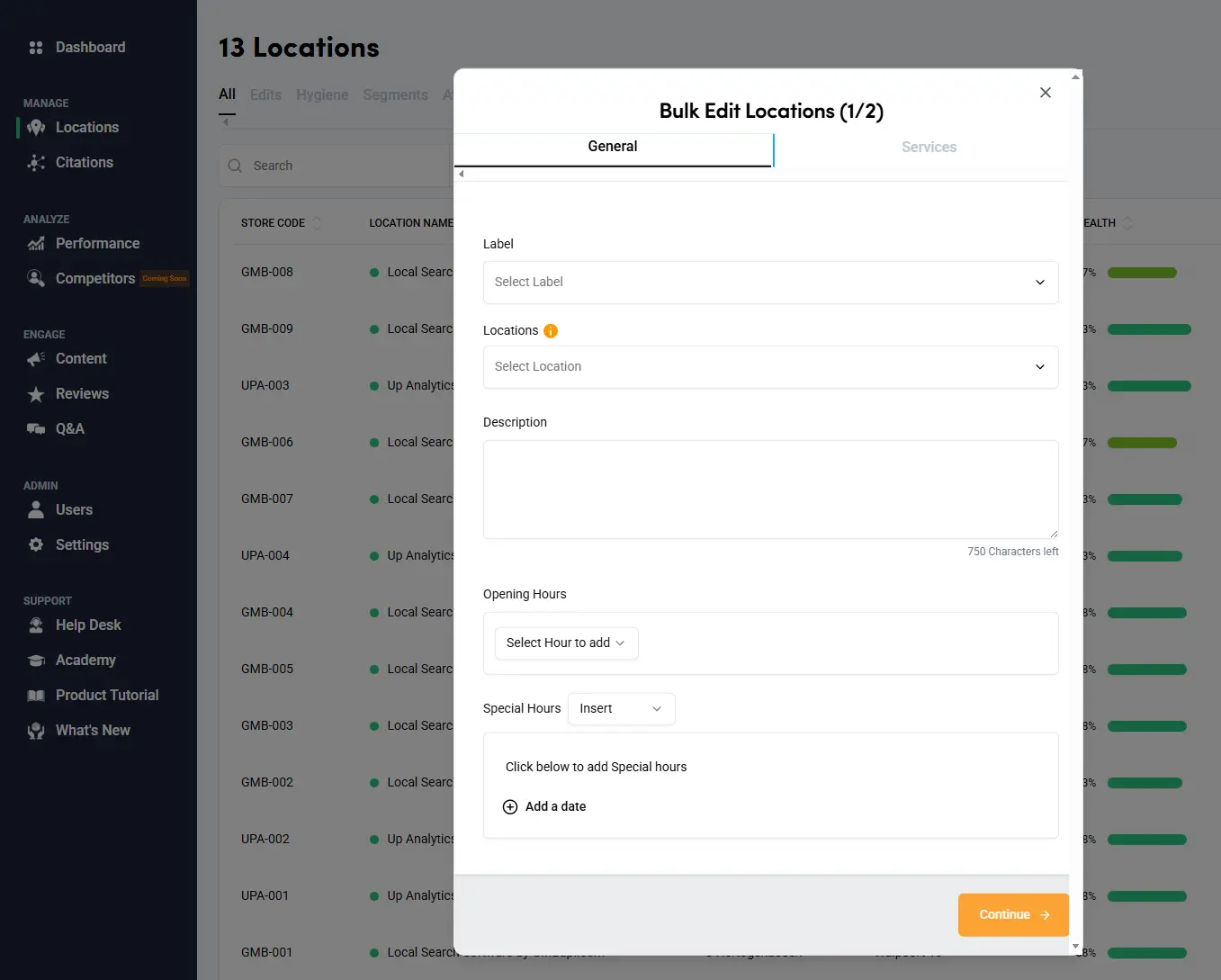 Bulk Edit Services,hours and Descriptions